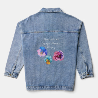 Mama's Blooms: A Trio of Watercolor Pansies  Denim Jacket