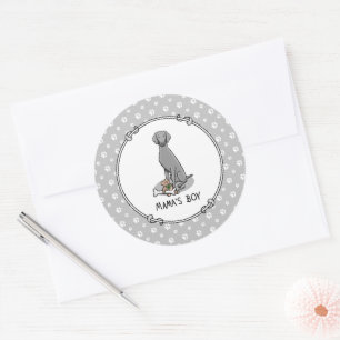 Mama's Boy Weimaraner (grey 1) toys dog mom Cute Classic Round Sticker