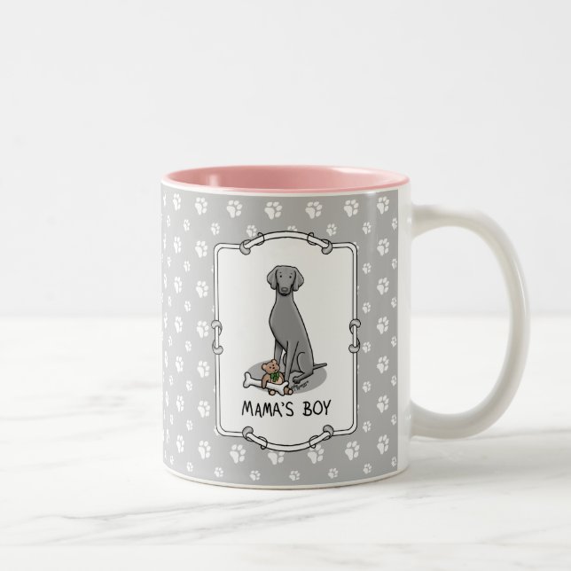 Mama's Boy Weimaraner (grey 1) toys dog mom Cute Two-Tone Coffee Mug (Right)