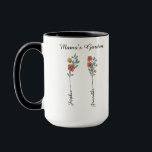 Mama's Garden Custom 2 Names Floral Gift for Mom Mug<br><div class="desc">Celebrate the special bond of family with this Personalized Mama's Garden Mug. Featuring a beautiful floral design, each flower stem is customized with a loved one's name, making it the perfect gift for moms, grandmas, and mother figures. Whether for Mother’s Day, a birthday or just because, this mug is a...</div>