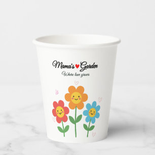 Mama's Garden Where Love Grows Floral Typograph Paper Cups