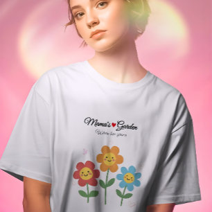 Mama's Garden Where Love Grows Floral Typograph T-Shirt