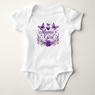 Mama's Girl Butterfly Watercolor Floral Design Baby Bodysuit