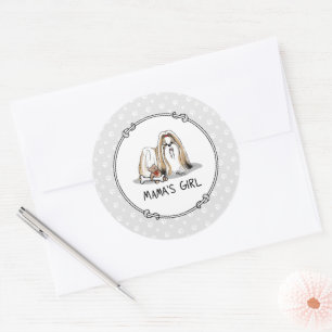 Mama's Girl Shih Tzu (tan white) Dog Mom Cute Classic Round Sticker