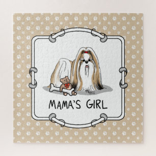 Mama's Girl Shih Tzu (tan white) Dog Mom Cute Jigsaw Puzzle