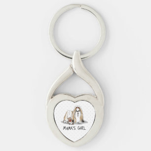 Mama's Girl Shih Tzu (tan white) Dog Mom Cute Keychain