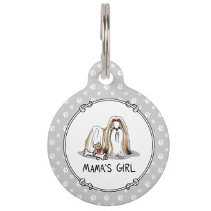 Mama's Girl Shih Tzu (tan white) Dog Mom Cute Pet Tag