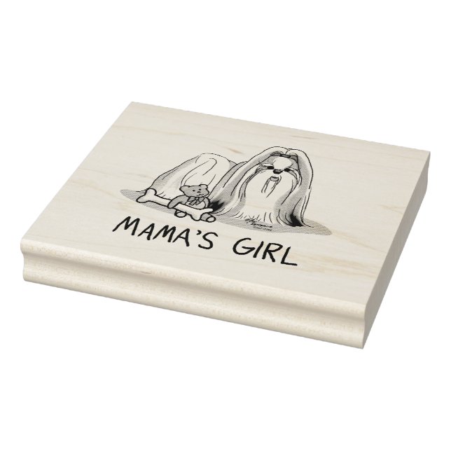 Mama's Girl Shih Tzu (tan white) Dog Mom Cute Rubber Stamp (Stamp)