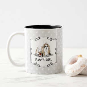 Mama's Girl Shih Tzu (tan white) Dog Mom Cute Two-Tone Coffee Mug