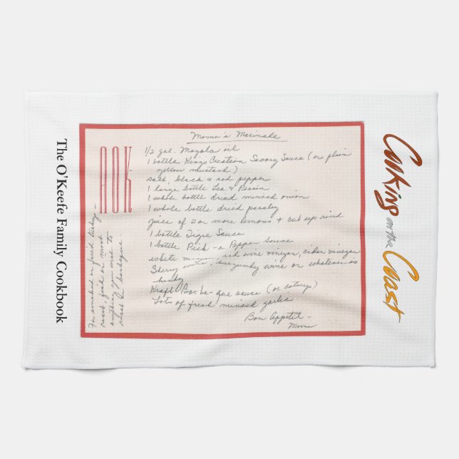 Mama's Handwritten Marinade Recipe Kitchen Towel (Horizontal)