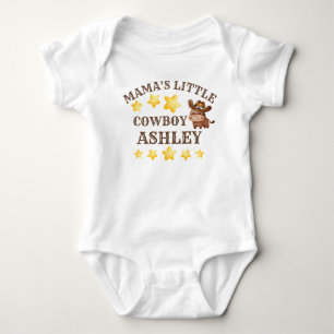Mama's little cowboy personalized babys name baby bodysuit