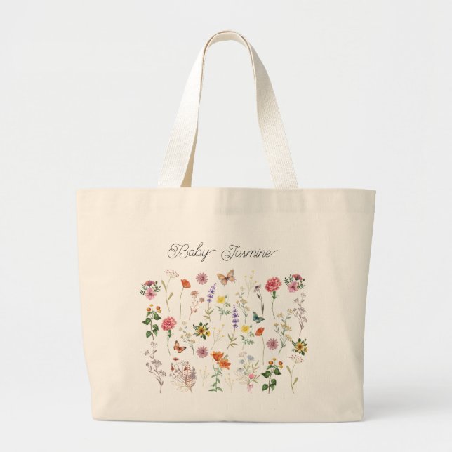 Mama's Little Flower Wild Flowers Baby Tote Bag (Front)