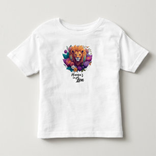 Mama's little lion cub with flowers toddler t-shirt