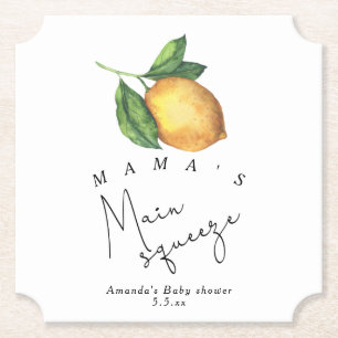 Mama's main squeeze Lemon baby shower Paper Coaster