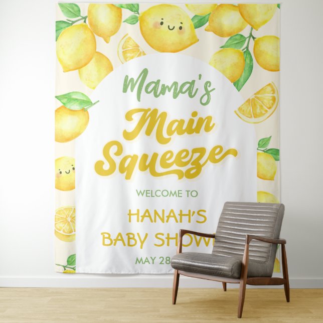 Mama's Main Squeeze Lemon Baby Shower  Tapestry (In Situ)