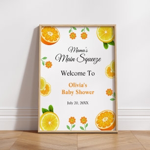 Mama's Main Squeeze Lemon Baby Shower Welcome Poster