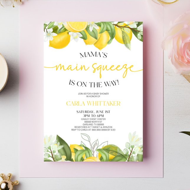 Mama's Main Squeeze Lemon Floral Baby Shower Invitation (Creator Uploaded)