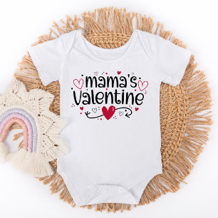 Mama's Valentine cute hearts  Baby Bodysuit