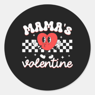 Mama's Valentine Heart Funny Valentines Day Boys K Classic Round Sticker