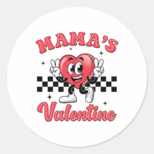 Mama's Valentine Heart Funny Valentines Day Boys K Classic Round Sticker