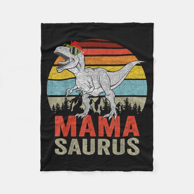 Mamasaurus Dinosaur Mama Saurus T Rex Funny Family Fleece Blanket (Front)