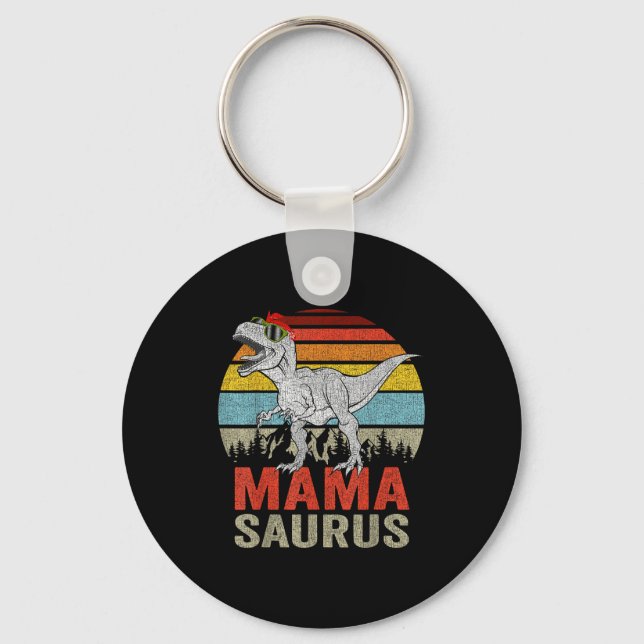 Mamasaurus Dinosaur Mama Saurus T Rex Funny Family Keychain (Front)