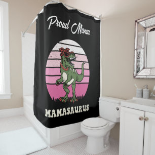 Mamasaurus Funny Dinosaur on Pink Colors Sunset