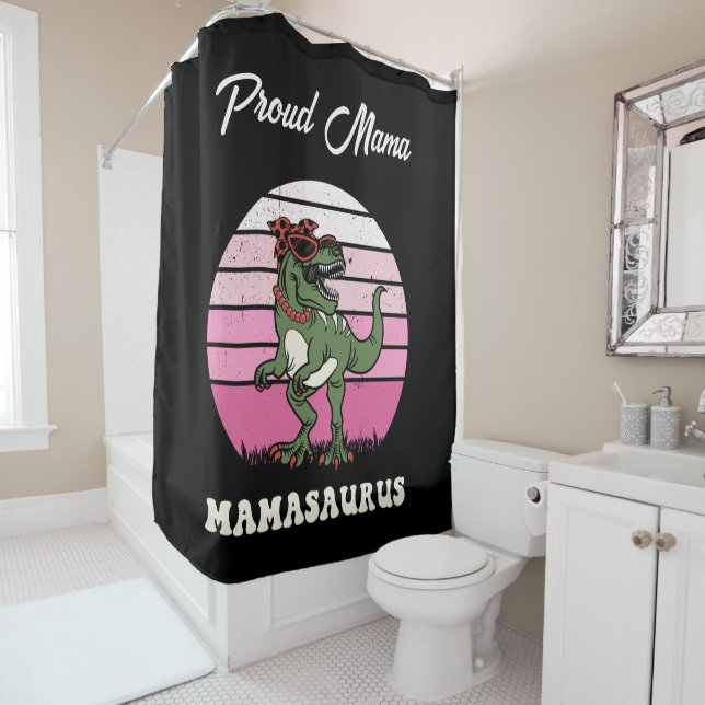 Mamasaurus Funny Dinosaur on Pink Colours Sunset (In Situ)