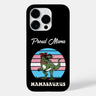 Mamasaurus Funny Dinosaur on Trans Flag Sunset Case-Mate iPhone 14 Pro Case