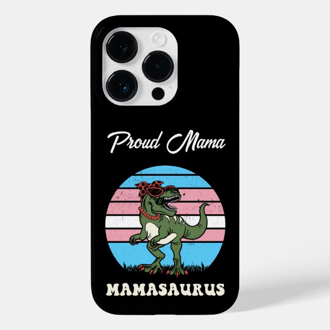 Mamasaurus Funny Dinosaur on Trans Flag Sunset Case-Mate iPhone Case (Back)