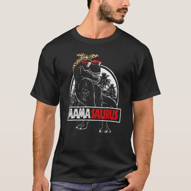 Mamasaurus Leopard Dinosaur Rex Mama Saurus Sunset T-Shirt (Front)
