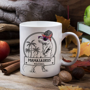 Mamasaurus Mom T rex Dino Funny Custom Name Coffee Mug