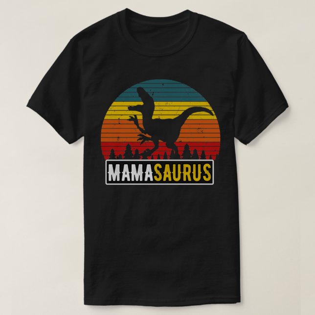 MamaSaurus Mom TRex Dinosaur Retro Mother T-Shirt (Design Front)