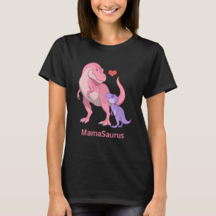 MamaSaurus Pink T-Rex and Purple Baby Dinosaur T-Shirt
