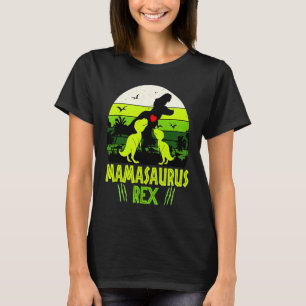 Mamasaurus Rex I Two Kids Mom and Dinosaur Mom T-Shirt