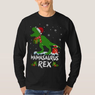 Mamasaurus Santa Hat Christmas Pajama Matching Fam T-Shirt