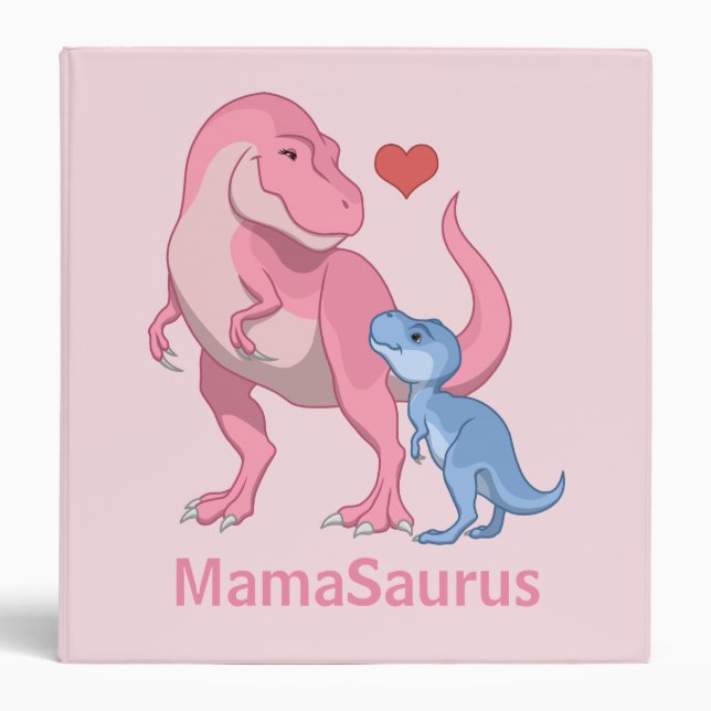 MamaSaurus T-Rex and Baby Boy Dinosaurs Binder (Front)