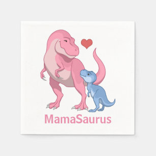 MamaSaurus T-Rex and Baby Boy Dinosaurs Napkin