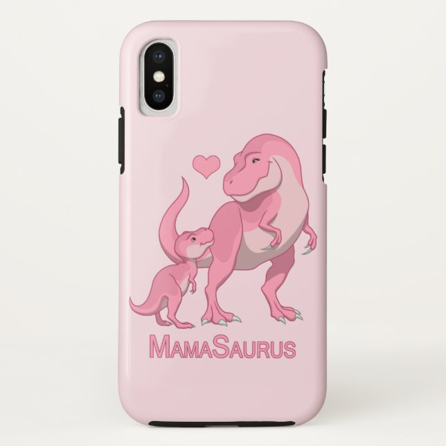 MamaSaurus T-Rex and Baby Girl Dinosaurs Case-Mate iPhone Case (Back)