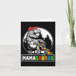 Mamasaurus T Rex Dinosaur Mama Saurus Autism Aware Card