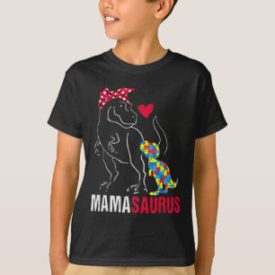 Mamasaurus T Rex Dinosaur Mama Saurus Autism Aware T-Shirt