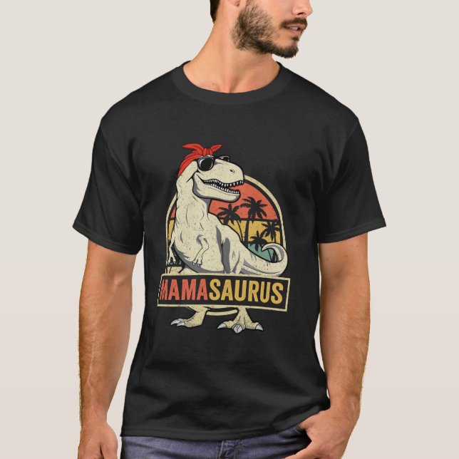 Mamasaurus T Rex Dinosaur Mama Saurus Family Match T-Shirt (Front)