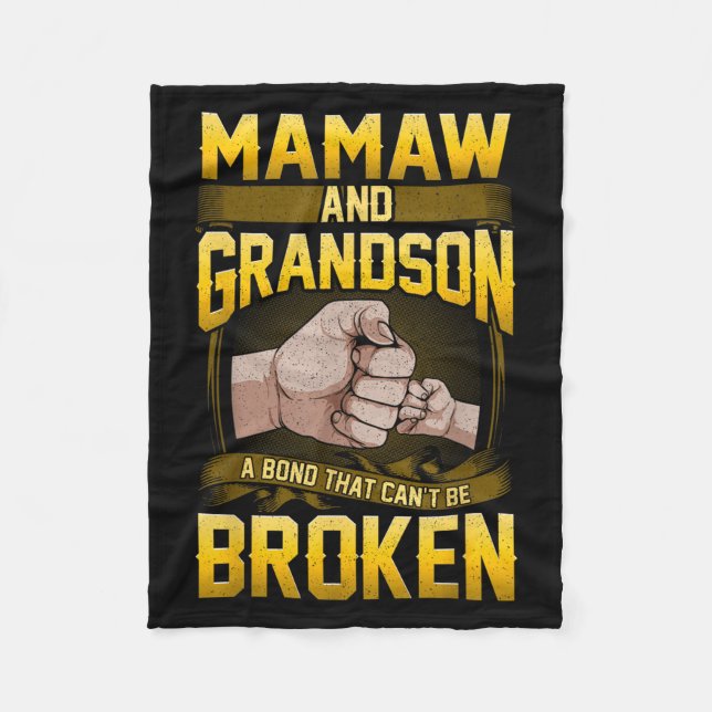 Mamaw And Grandson A Bond That Can't Be Broken Shi Fleece Blanket (Front)