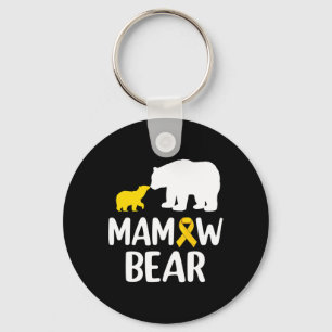 Mamaw Bear Childhood Cancer Awareness Support Squa Keychain