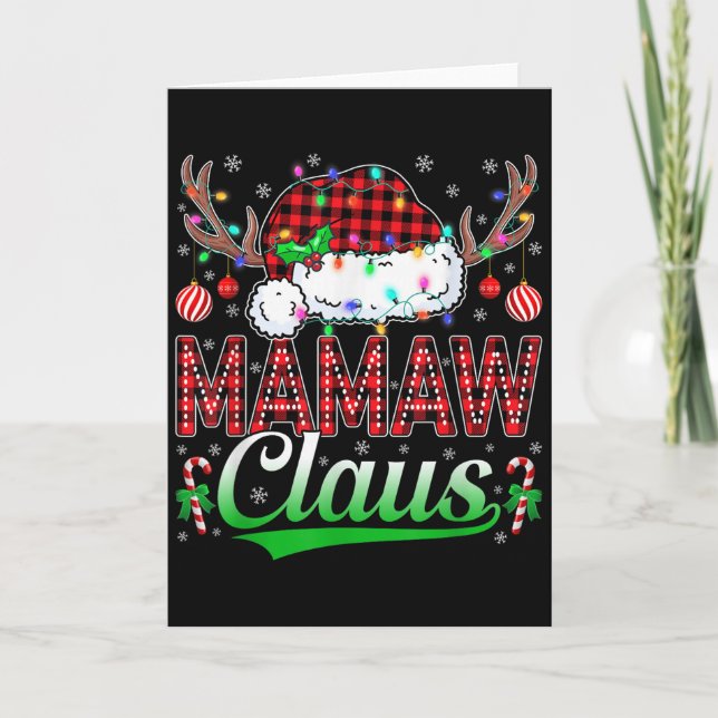 Mamaw Claus Christmas Lights Matching Family Xmas  Card (Front)