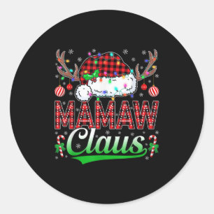 Mamaw Claus Christmas Lights Matching Family Xmas  Classic Round Sticker