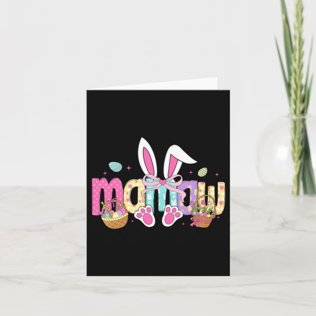 Mamaw Coquette Bow Bunny Ears Easter Card (Front)