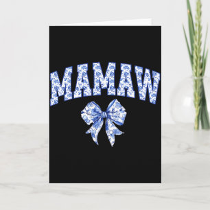 Mamaw Coquette Toile Blue Bow Floral Family Matchi Card
