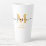 Mamaw Elegant Script Monogram Sunny Yellow  Latte Mug<br><div class="desc">Latte mug for a new memaw or long established one! which you can personalize with the date they became a grandmother. This trendy minimalist design has a sunny colour palette of golden yellow, black and white. It has a Mamaw monogram, with the initial letter M and the name mamaw, lettered...</div>