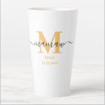 Mamaw Elegant Script Monogram Sunny Yellow  Latte Mug<br><div class="desc">Latte mug for a new memaw or long established one! which you can personalize with the date they became a grandmother. This trendy minimalist design has a sunny colour palette of golden yellow, black and white. It has a Mamaw monogram, with the initial letter M and the name mamaw, lettered...</div>